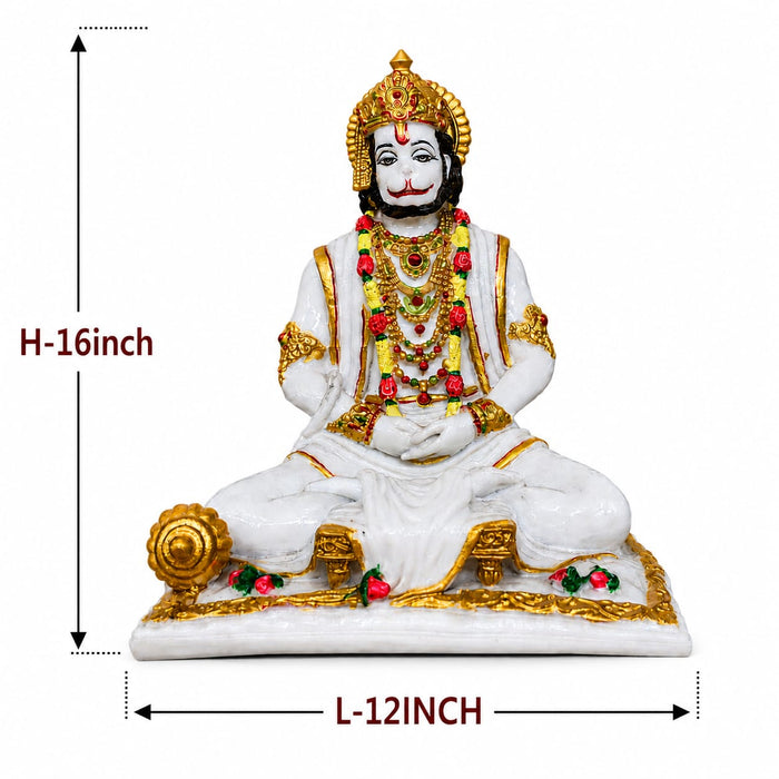 Divine Sitting Hanuman Resin Idol with Intricate Gold Detailing (16 Inch) - View 5