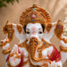 Divine White & Gold Ganesha Idol with Pink Accents Resin Statue (9 Inch) - View 2