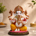 Divine White & Gold Ganesha Idol with Pink Accents Resin Statue (9 Inch) - View 4