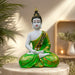 Earthy Green & Gold Meditating Resin Buddha Statue (10.5 Inch) - View 2
