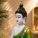 Earthy Green & Gold Meditating Resin Buddha Statue (10.5 Inch) - View 3