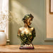 Elegant Gold Female Bust with Floral Draped Garment Resin Sculpture (12 Inch) - View 1