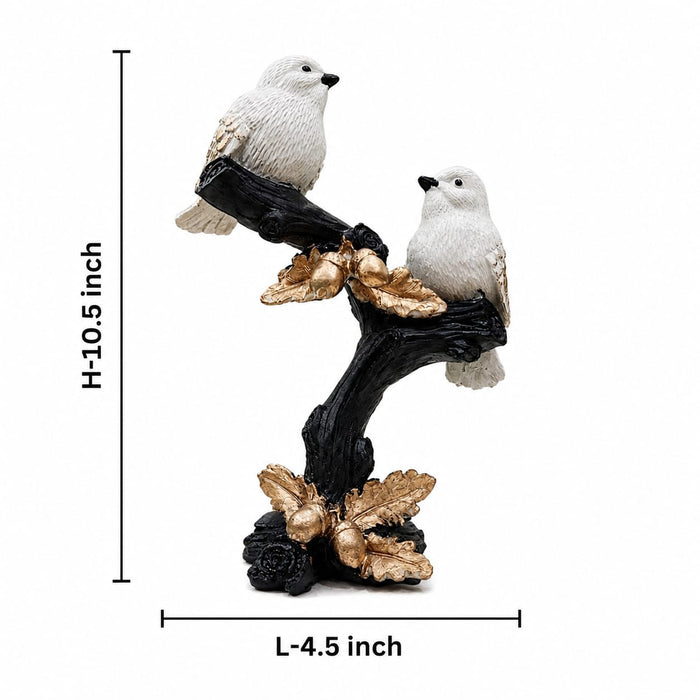Elegant White Birds on Branch with Gold Acorns Resin Decor (10.5 Inch) - View 6