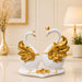 Elegant White & Gold Crowned Swan Pair Resin Figurine (7 Inch) - View 2