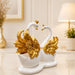 Elegant White & Gold Crowned Swan Pair Resin Figurine (7 Inch) - View 3