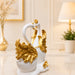Elegant White & Gold Crowned Swan Pair Resin Figurine (7 Inch) - View 5