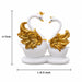 Elegant White & Gold Crowned Swan Pair Resin Figurine (7 Inch) - View 6
