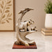 Full front view of Elephant Family on Branch Resin Sculpture (9 Inch) on display base against clean studio background