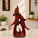 Faux Wood Finish Leaping Dolphin Duo Resin Showpiece (17 Inch) - View 4