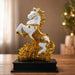 Three-quarter perspective angle view showcasing dynamic form and balanced proportions of Feng Shui Wealth Rearing Horse on Coins Resin Sculpture (13 Inch)