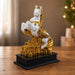 Product feature highlights and craftsmanship overview infographic for Feng Shui Wealth Rearing Horse on Coins Resin Sculpture (13 Inch)
