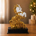 Exact dimension guide and measurement chart showing height and proportions of Feng Shui Wealth Rearing Horse on Coins Resin Sculpture (13 Inch)