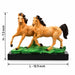 Full front view of Glossy Two Running Horses Resin Figurine on Grass Base (7.3 Inch) on display base against clean studio background