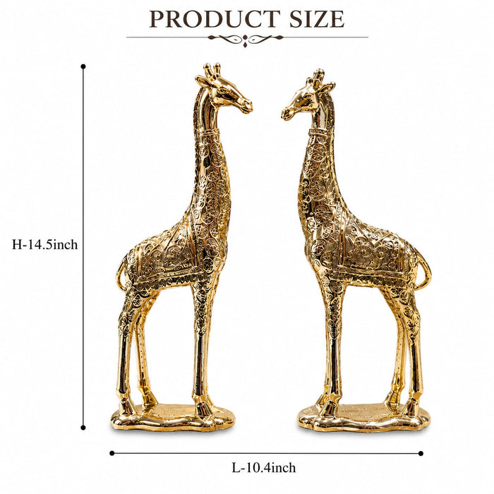 A dimensional diagram illustrating the exact height and width of the Gold Deer Pair Figurine.