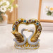 Romantic White & Gold Porcelain Swan Pair in Jeweled Heart Frame Statue (7 Inch) - Shot 3