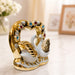 Romantic White & Gold Porcelain Swan Pair in Jeweled Heart Frame Statue (7 Inch) - Shot 2