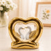 Romantic White & Gold Porcelain Swan Pair in Jeweled Heart Frame Statue (7 Inch) - Shot 1