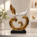 Luxury Gold & White Porcelain Kissing Birds Sculpture on Black Base (13 Inch) - Shot 3