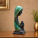 The detailed back view of the Green Abstract Face Sculpture showing the intricate texture of the material.
