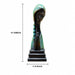A dimensional diagram illustrating the exact height and width of the Green Abstract Face Sculpture.