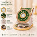 Detailed close-up of gold-rimmed analog clock dial and integrated pen holder barrel