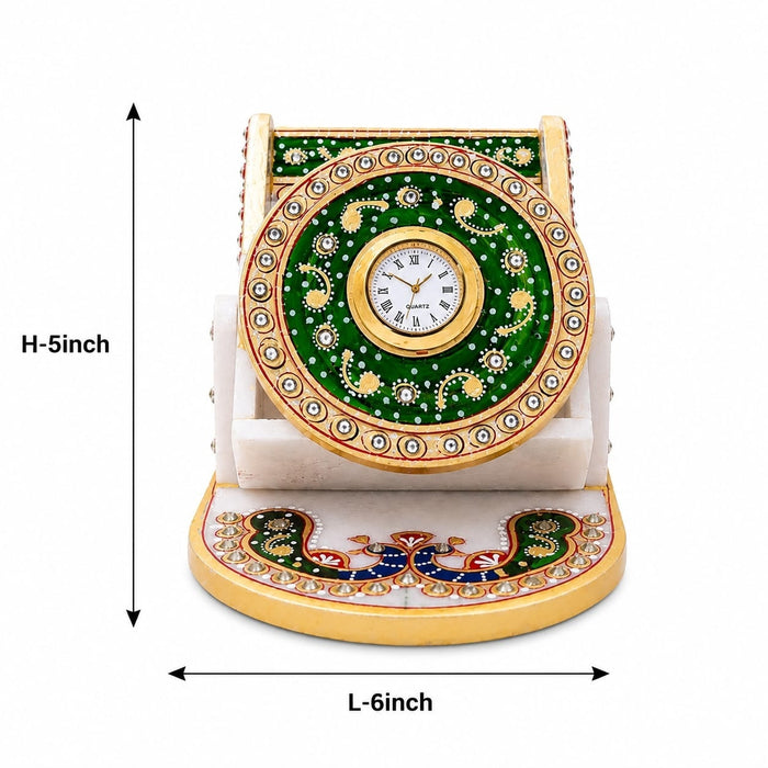 Size and dimension measurement guide for 5 inch marble pen stand clock