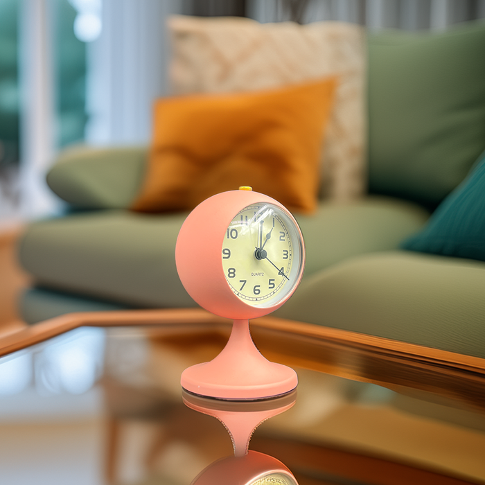 Stylish Pink Metal Table Clock for Modern & Minimalistic Décor