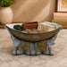 Exact dimension guide and measurement chart showing height and proportions of Large Boat-Shaped Dual Elephant Resin Catchall Bowl (6.1 Inch)