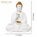 Full front view of Large Glossy White and Gold Blessing Buddha Resin Statue with Bowl (22.7 Inch) on display base against clean studio background