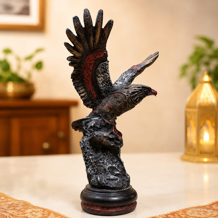 Majestic Red-Winged Eagle on Rock Pedestal Resin Showpiece (11.3 Inch) - View 5