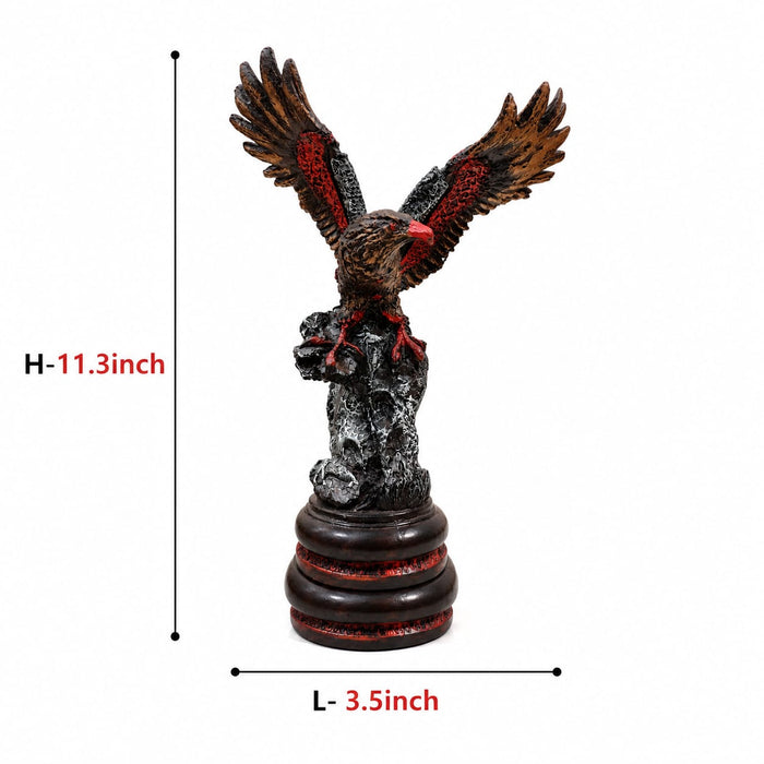 Majestic Red-Winged Eagle on Rock Pedestal Resin Showpiece (11.3 Inch) - View 6