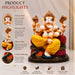Majestic Seated Ganesha on Red Cushion Resin Idol (7.19 Inch) - View 3