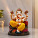 Majestic Seated Ganesha on Red Cushion Resin Idol (7.19 Inch) - View 5