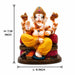Majestic Seated Ganesha on Red Cushion Resin Idol (7.19 Inch) - View 6