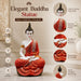Detailed close-up of hand-painted accents, fine facial detailing, and premium Resin texture on Meditating Buddha Resin Statue in Red and Gold Robe (11.5 Inch)
