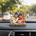 High-resolution craftsmanship detail shot displaying intricate ornamental work on Miniature Multicolor Shiv Parivar Resin Car Dashboard Idol (2.8 Inch)