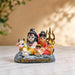 Full front view of Miniature Multicolor Shiv Parivar Resin Car Dashboard Idol (2.8 Inch) on display base against clean studio background