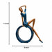Exact dimension guide and measurement chart showing height and proportions of Modern Abstract Blue Woman on Ring Resin Sculpture (11.5 Inch)