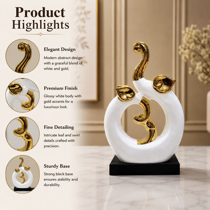 Exact dimension guide and measurement chart showing height and proportions of Modern Abstract Intertwined Elephant Couple Porcelain Sculpture (13 Inch)
