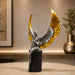 Modern Abstract Silver Angel with Gold Wings on Cylinder Base Resin Sculpture (13 Inch) - View 4