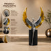 Modern Abstract Silver Angel with Gold Wings on Cylinder Base Resin Sculpture (13 Inch) - View 6
