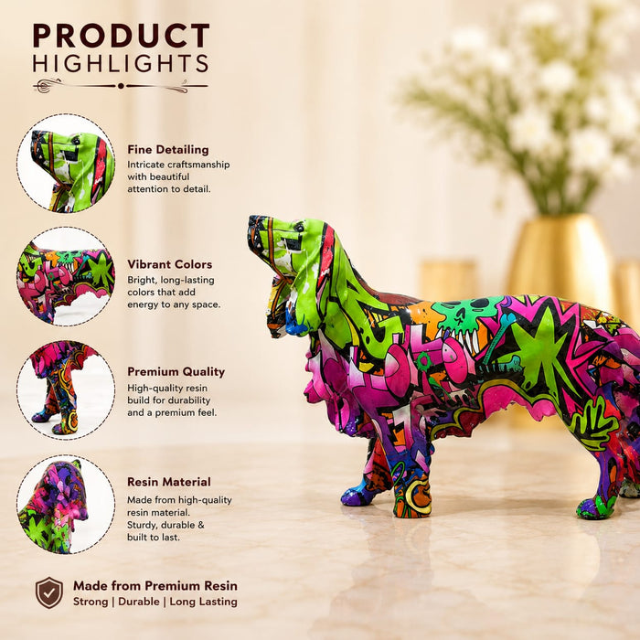 Modern Graffiti Art Standing Dog Resin Sculpture (10 Inch) - View 1