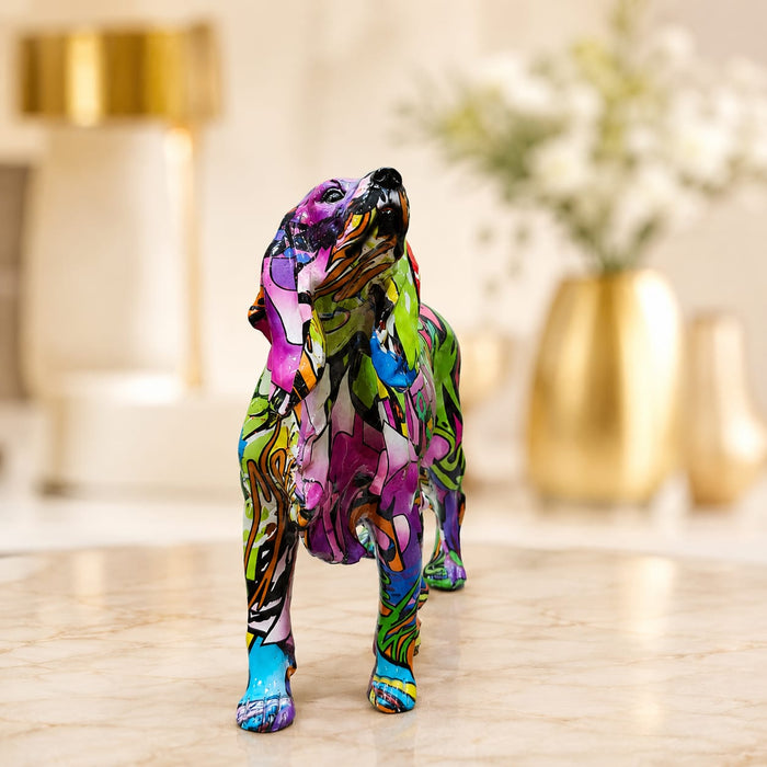 Modern Graffiti Art Standing Dog Resin Sculpture (10 Inch) - View 2