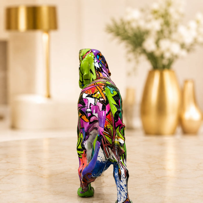Modern Graffiti Art Standing Dog Resin Sculpture (10 Inch) - View 4