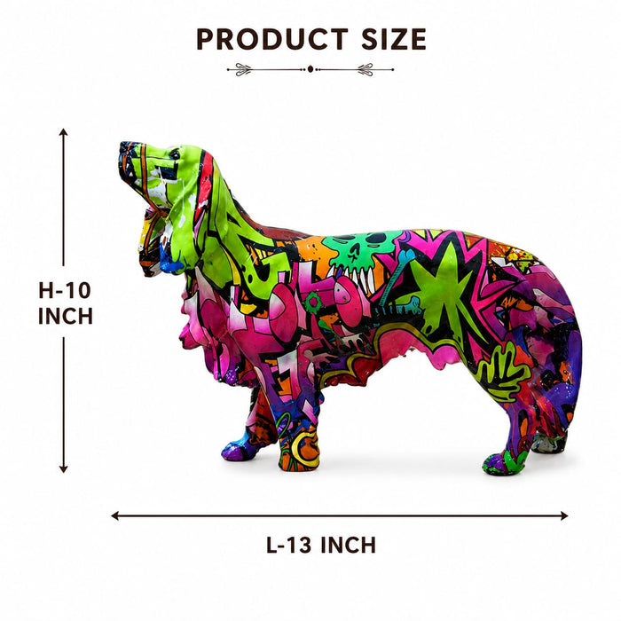 Modern Graffiti Art Standing Dog Resin Sculpture (10 Inch) - View 5