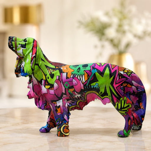Modern Graffiti Art Standing Dog Resin Sculpture (10 Inch) - View 7