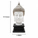 Side profile perspective showcasing elegant three-dimensional contours and sculptural depth of Modern White and Silver Buddha Head on Black Base Resin Showpiece (11.2 Inch)