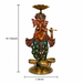 A dimensional diagram illustrating the exact height and width of the Multicolour Ganesha with Diyas.