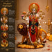A direct front-facing view of the Multicolour Goddess Durga on Lion showcasing its vibrant details and premium finish.