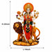 A dimensional diagram illustrating the exact height and width of the Multicolour Goddess Durga on Lion.